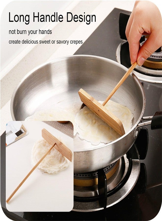 CHEOTIME Crepe Spreader, Wooden T Shape Scraper Stick Small Portable Washable Pancake Rake with Long Handle Cooking Tool for Kitchen - Image 4